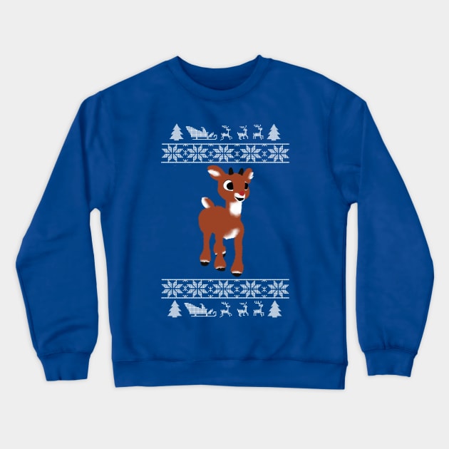 Rudolph ugly Christmas sweater Crewneck Sweatshirt by bowtie_fighter